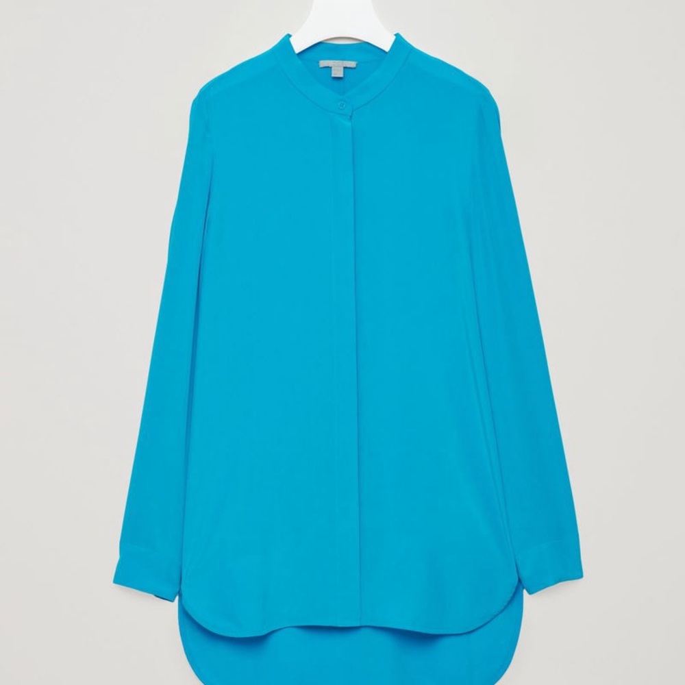 COS Grandad-Collared Silk Shirt